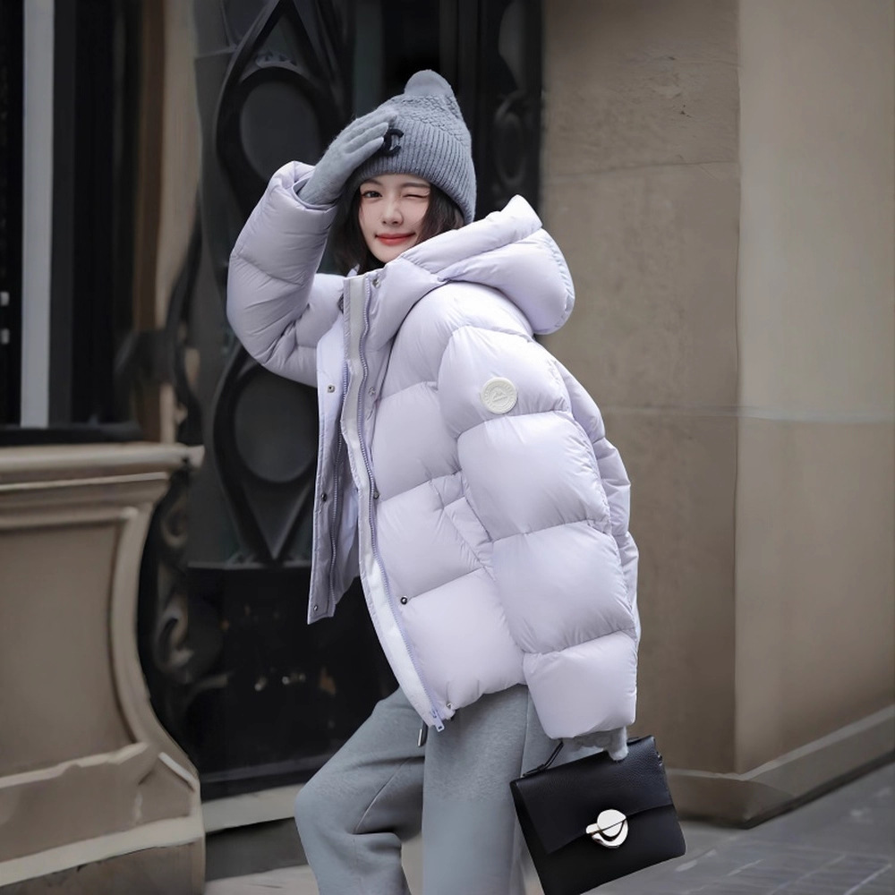 Yaya Short Down Jacket for Women 2025 New Winter Fashion, loose and thick, petite white duck down warm coat