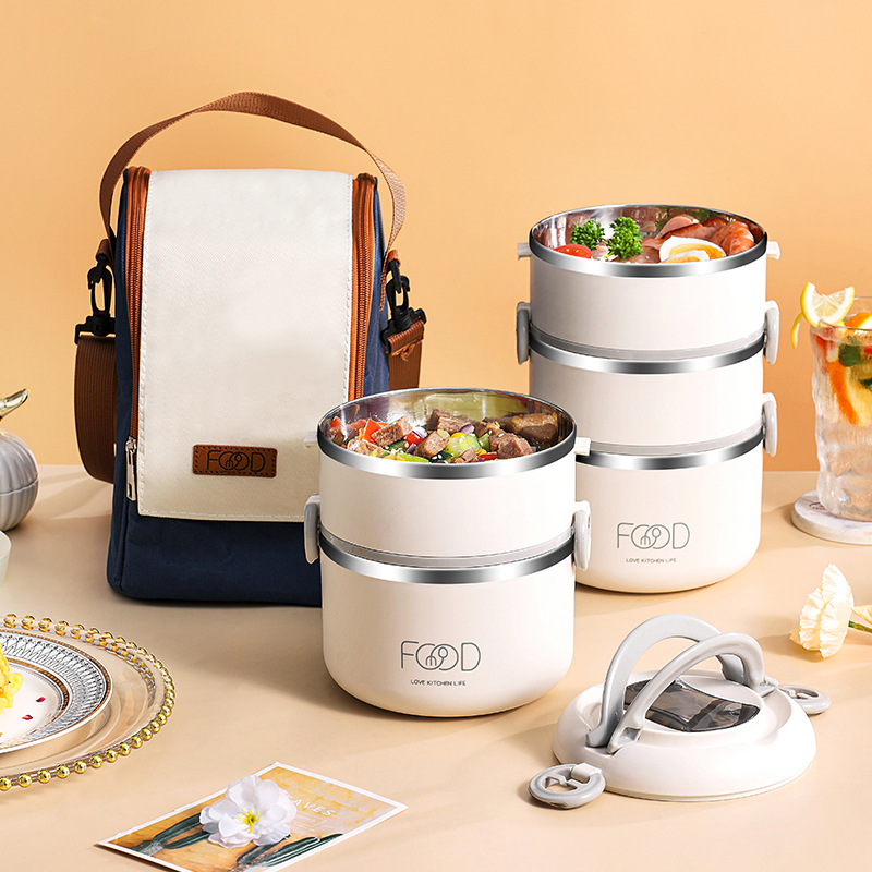 Customized 304 stainless steel insulated lunch box, multi-layer insulated lunch box bucket, portable for students and office workers when going out