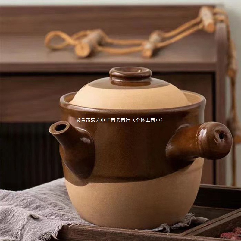 High-temperature resistant open flame gas earthenware decoction pot, health preservation pot, traditional old-fashioned medicine boiling and decoction clay pot, health preservation medicine ancient Application Scenario