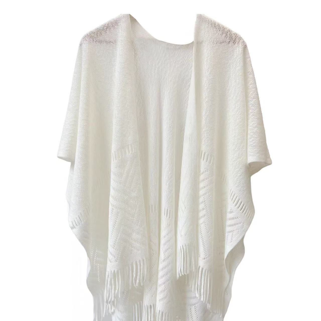 One-piece consignment for air-conditioned rooms in 2025, thin office summer shawl, women's hollowed-out autumn and winter fashion outerwear, cheongsam, white cape style, street stall wholesale Item Picture