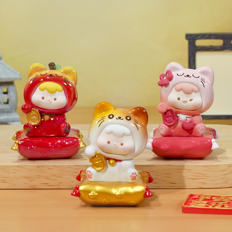 "Zai Zai Miao Yun Bao Box New Year Blind Box: Maneki Neko Zodiac Ornaments, creative desktop decoration, cute plush small gifts. Application Scenario