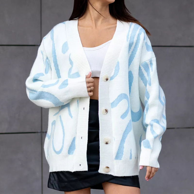 New casual and comfortable knitted cardigan with leopard print and loose home sweater from Amazon's independent store Item Picture