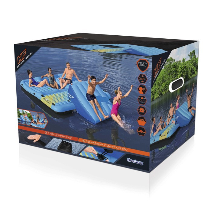 水上充气床、充气浮排实物图