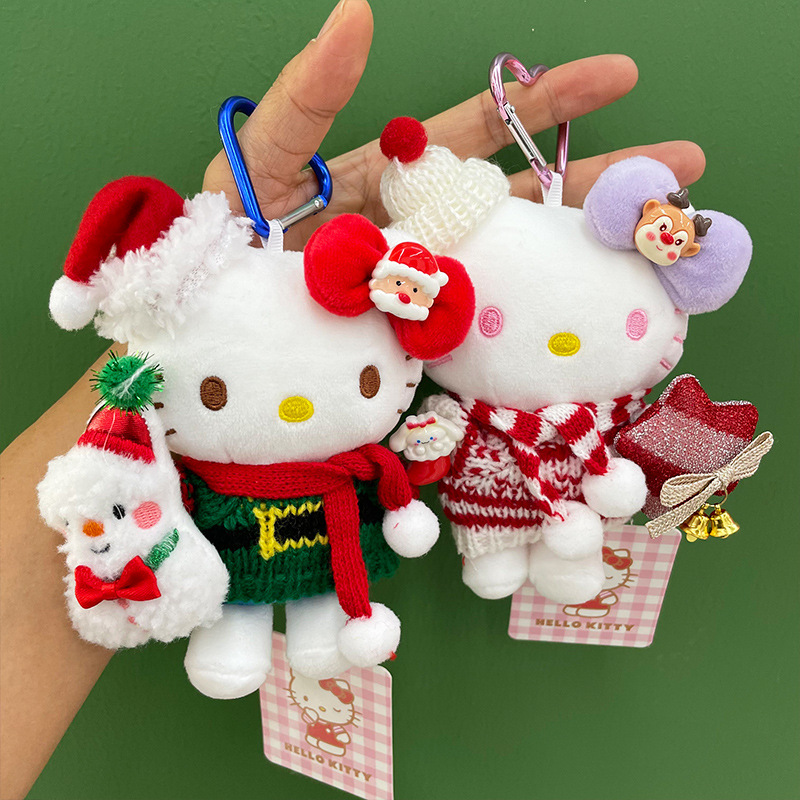 Christmas gift kt cat backpack bag pendant, cartoon cute hellokitty keychain, plush doll pendant details Picture