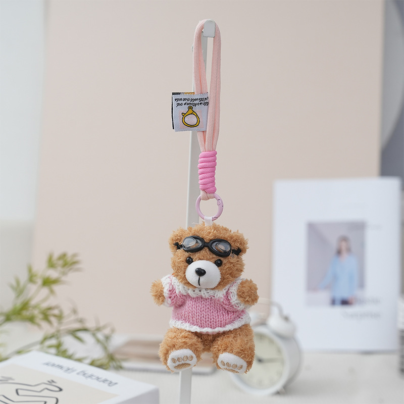 Cute internet-famous dress-up sweater, swimming goggles, exquisite cartoon dress-up bear, plush toy, bear bag and pendant details Picture
