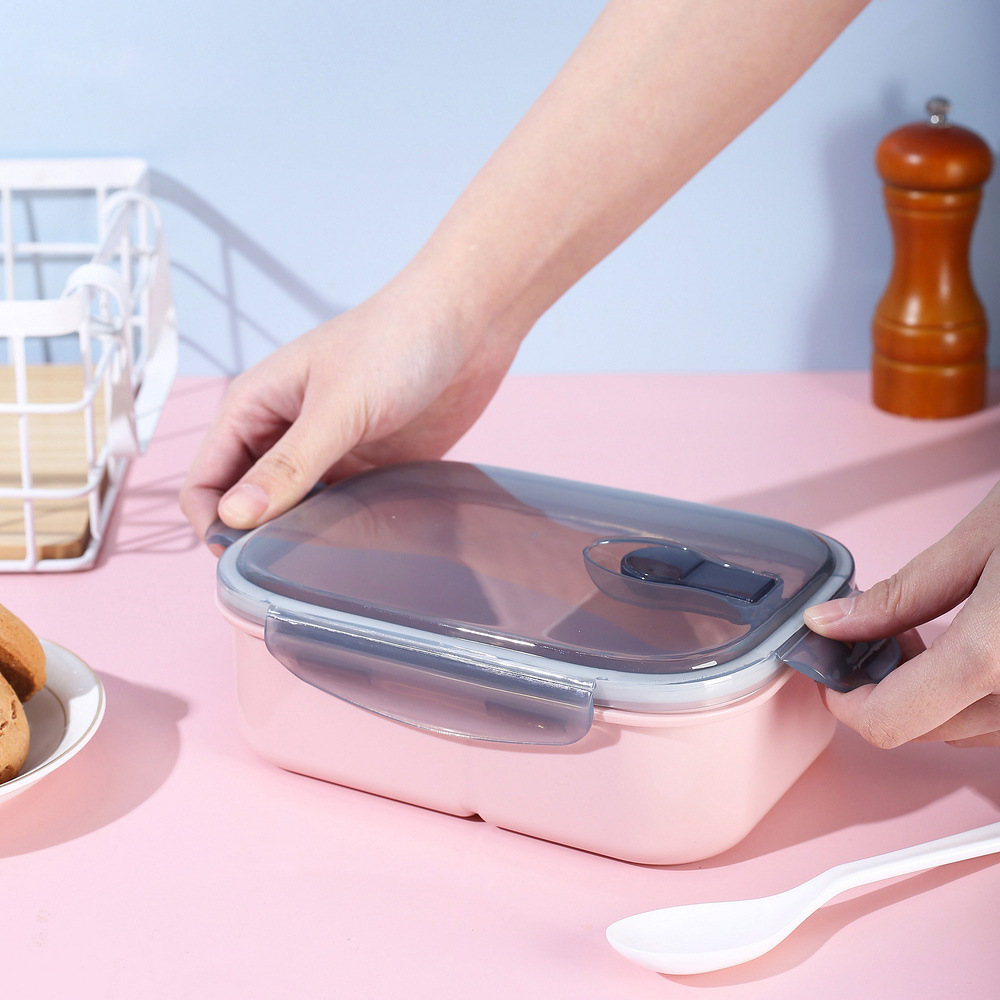 成箱批发万福900ml抗菌塑料饭盒午餐盒便当盒微波炉饭盒一件代发细节图