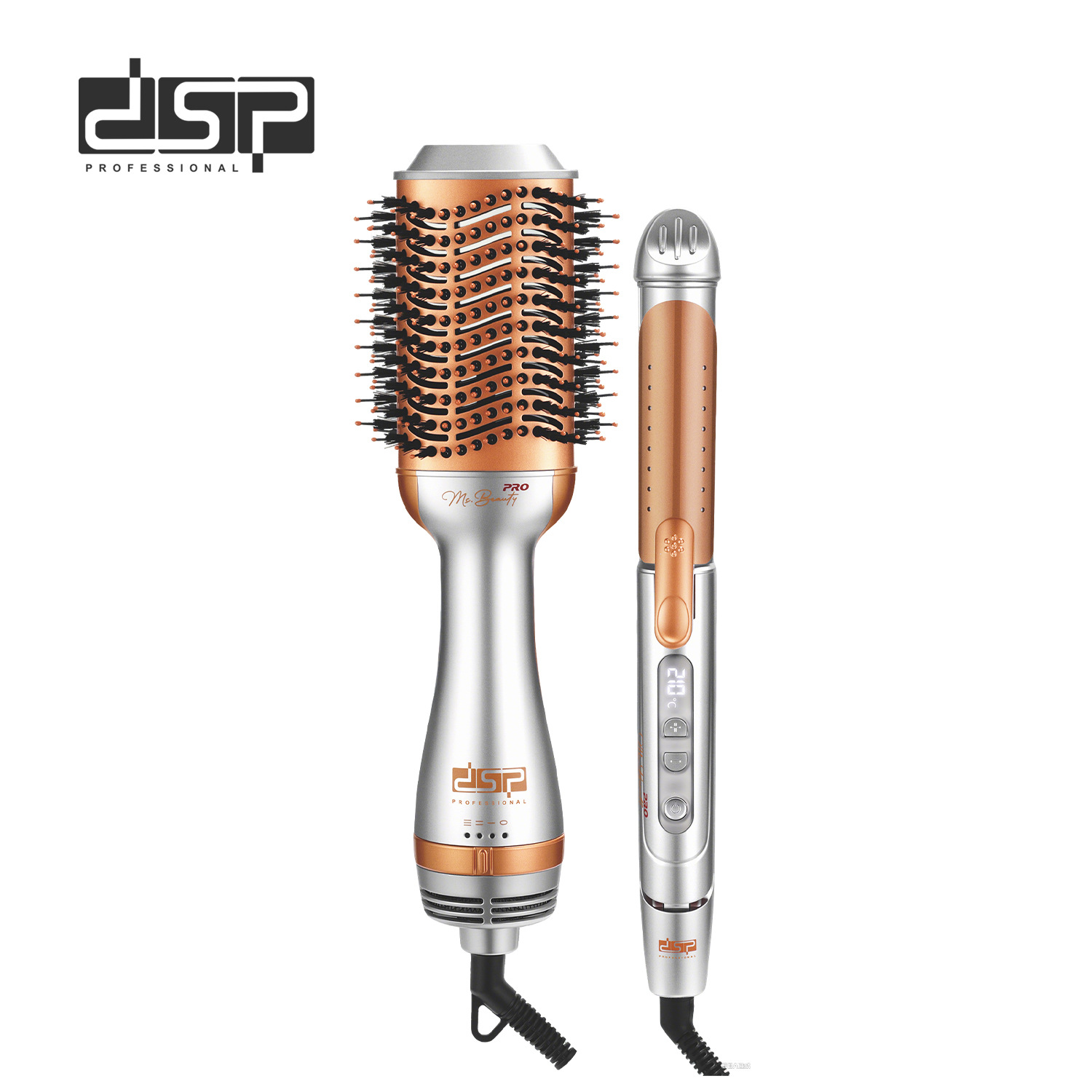 DSP/丹松夹板卷直发两用直板夹不伤发拉直持久定型直发器风梳套白底实物图