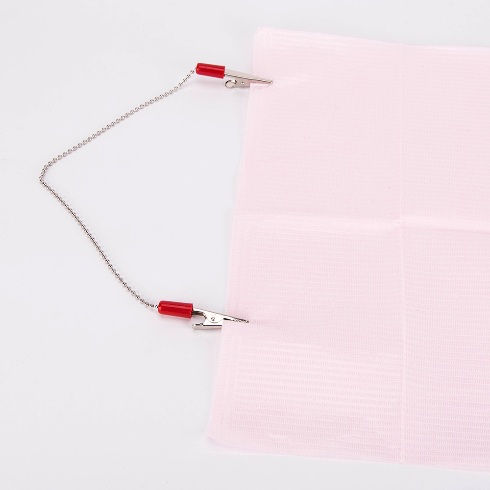 Cross-border exclusive dental pad clips, dental high-pressure sterilized metal bib clips, elastic ball chain silicone scarf clips Application Scenario