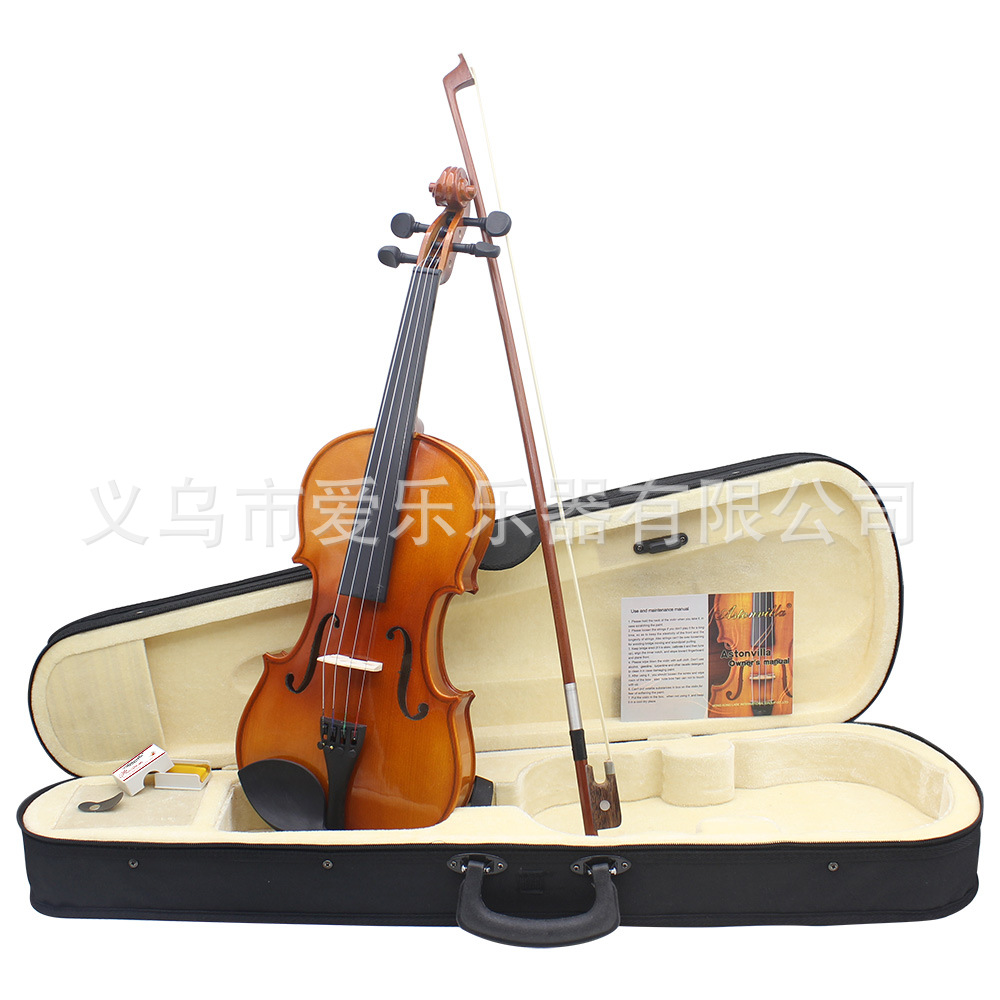 4/4 Solid wood violin natural color playing violin set for children, adults and beginners Item Picture