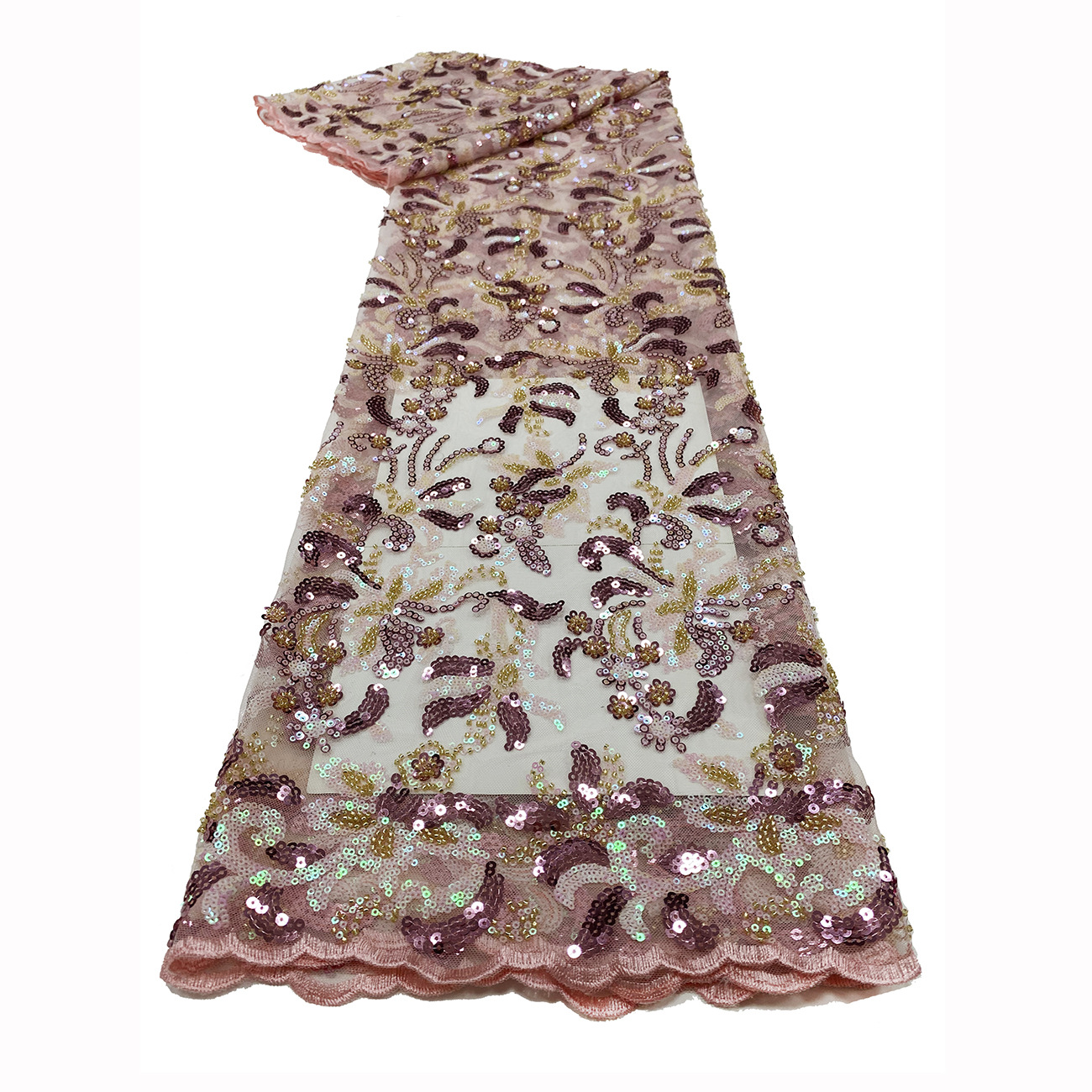 New African and Middle Eastern mesh fabric embroidery bead lace embroidery in stock details Picture