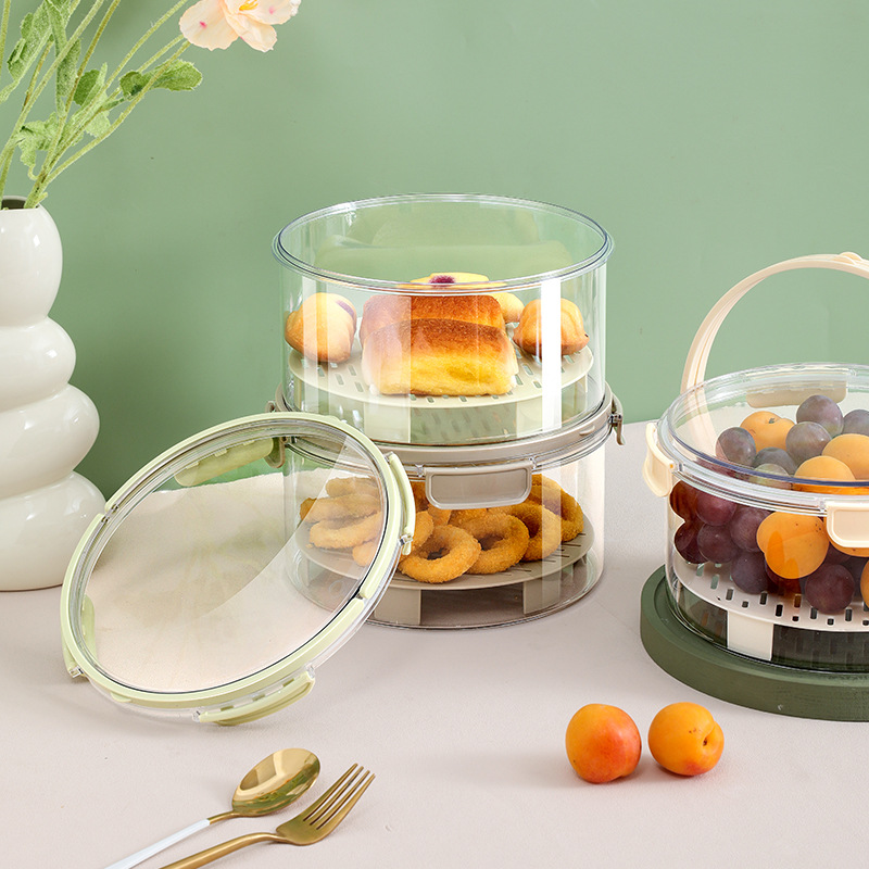 Portable double-layer fresh-keeping box for grains, vegetables, refrigerator, bento box, outdoor picnic blue, snack and fruit storage box details Picture