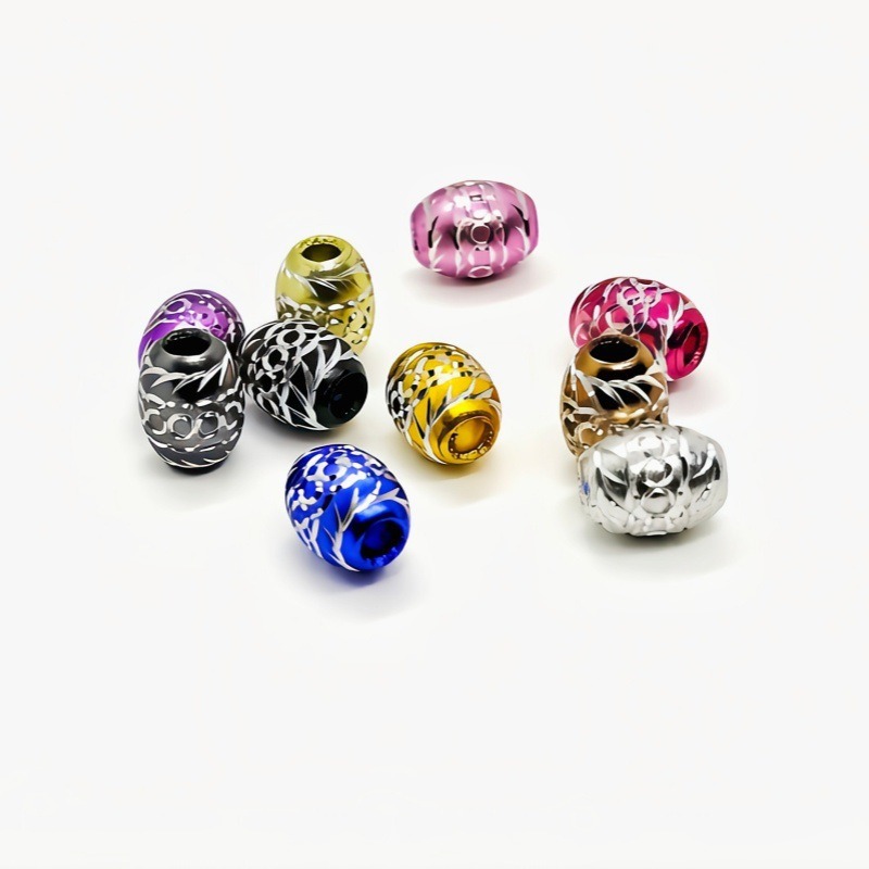 New retro classic mixed-color engraved oval O-shaped aluminum bead handcrafted DIY loose bead jewelry accessories in stock wholesale Application Scenario
