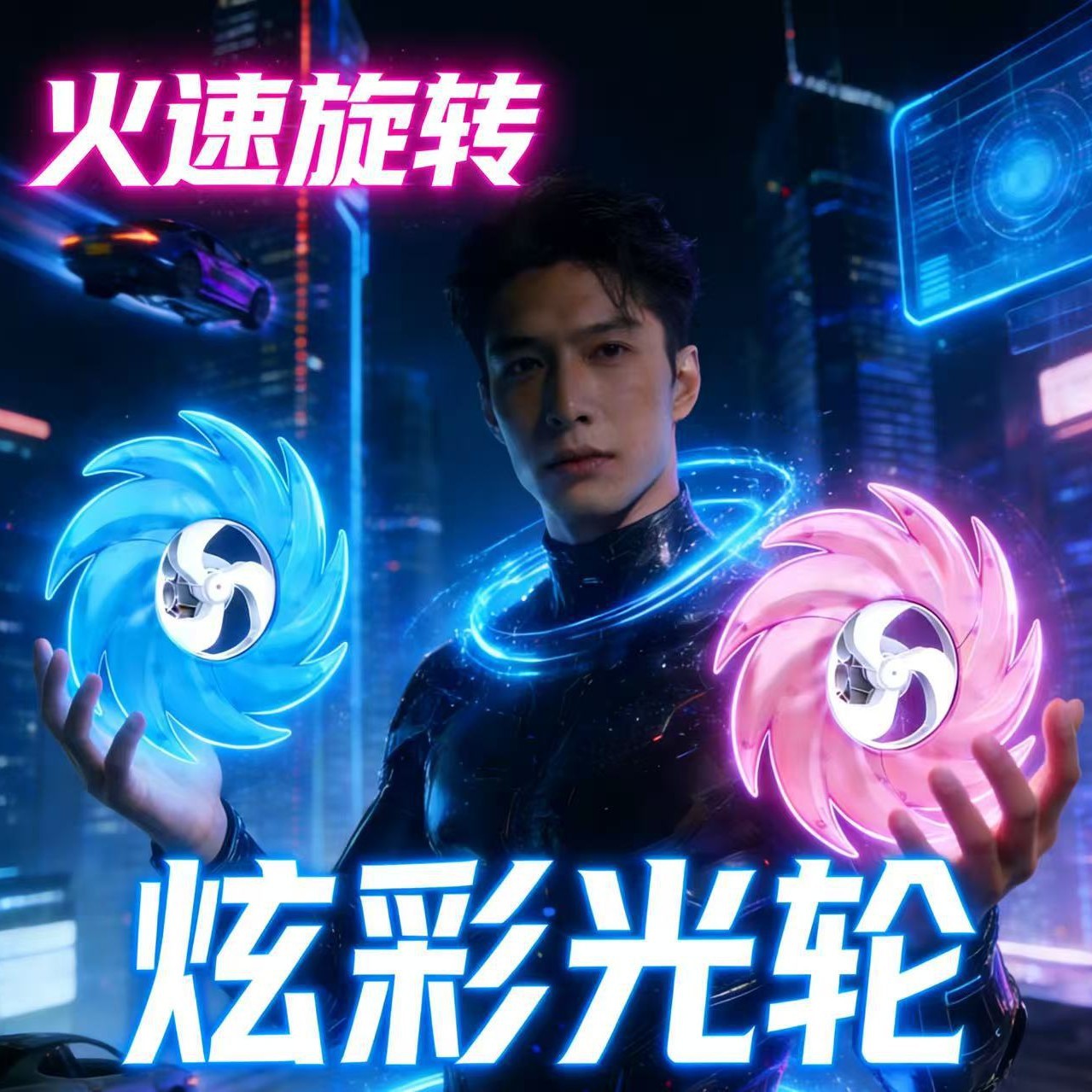 抖音同款八分光轮旋转夜光发光道具可充电3D打印创意玩具节日礼物