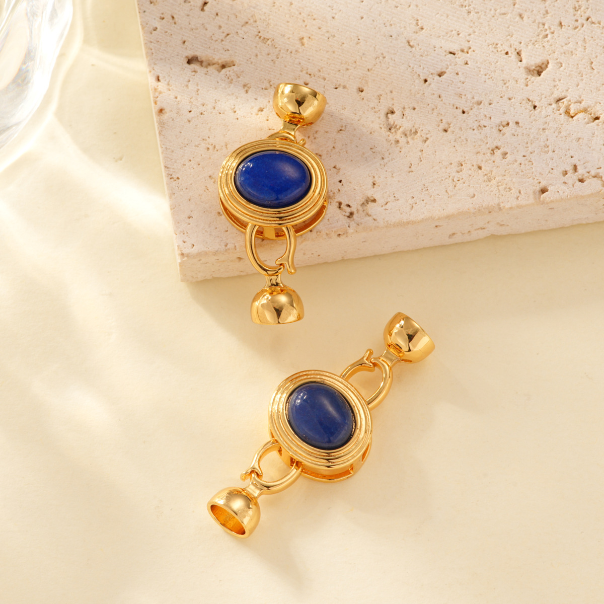 Agate-inlaid connection clasp, 18k copper gold-plated color-preserving high-end bracelet and necklace clasp DIY accessory details Picture