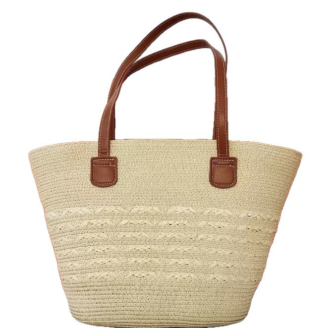 National Trend 2025 New seaside woven bag, beach straw woven bag, single-shoulder French country vacation style, large capacity, women's summer Item Picture