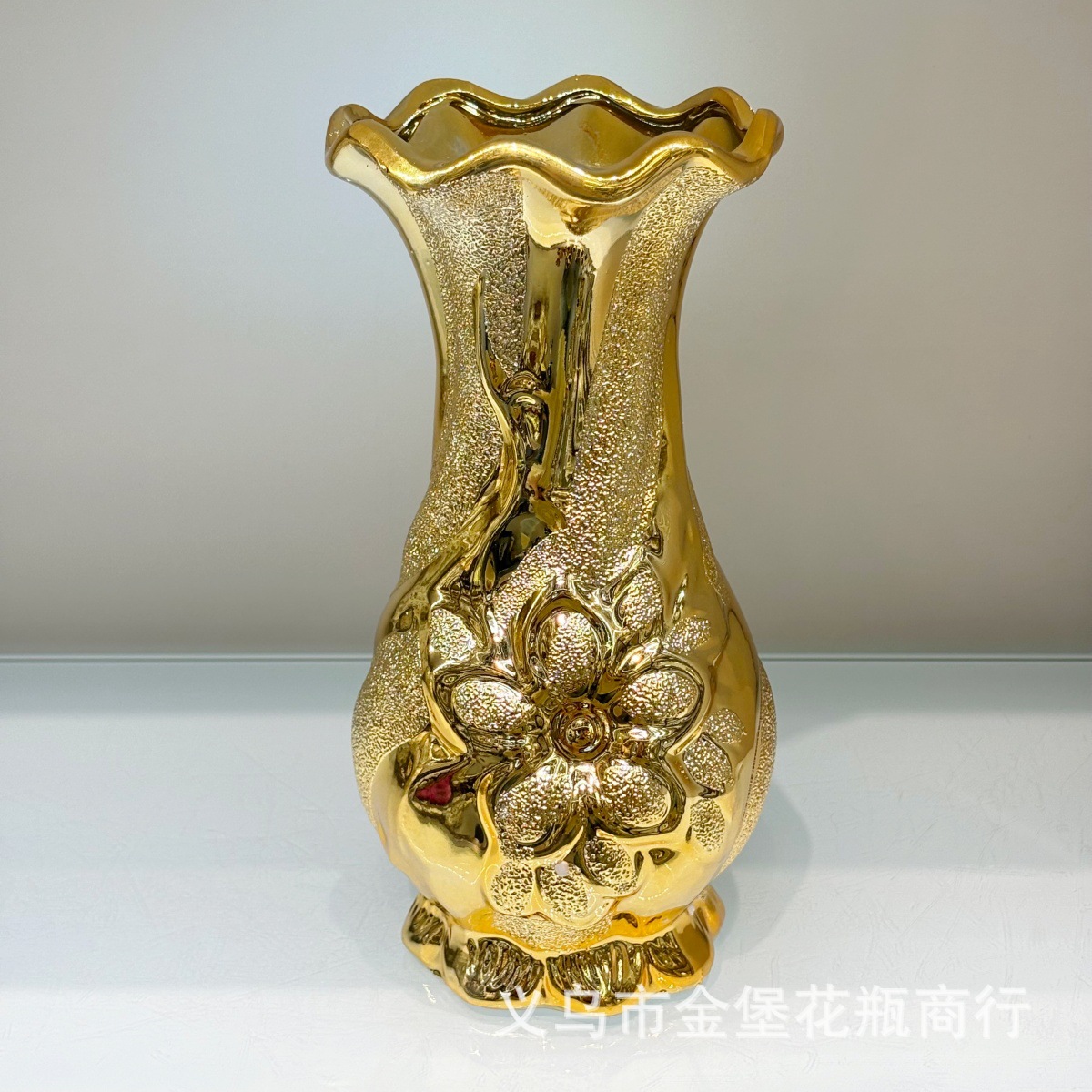 12寸陶瓷花瓶佛前供奉金色银色拜佛集福祭拜心诚细节图