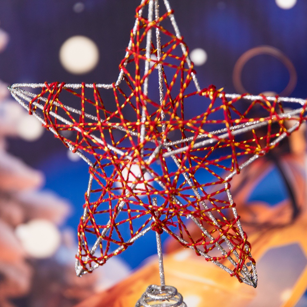 Cross-border wholesale of Christmas tree top star ironwork accessories, five-pointed star Christmas tree decorations, Christmas tree pendants, and shining stars details Picture