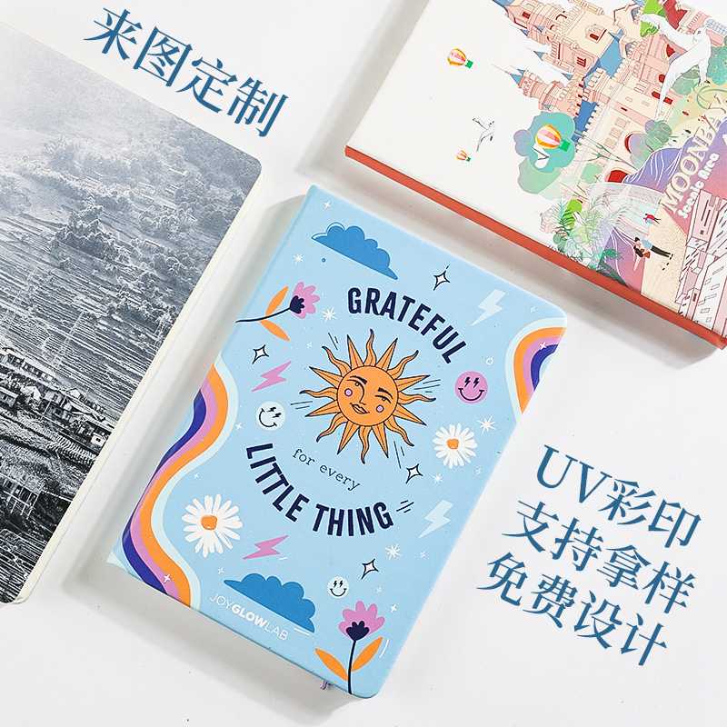 Soft leather surface uv color printed small-batch customized logo sheepskin notebook customized pu business notepad Specification image