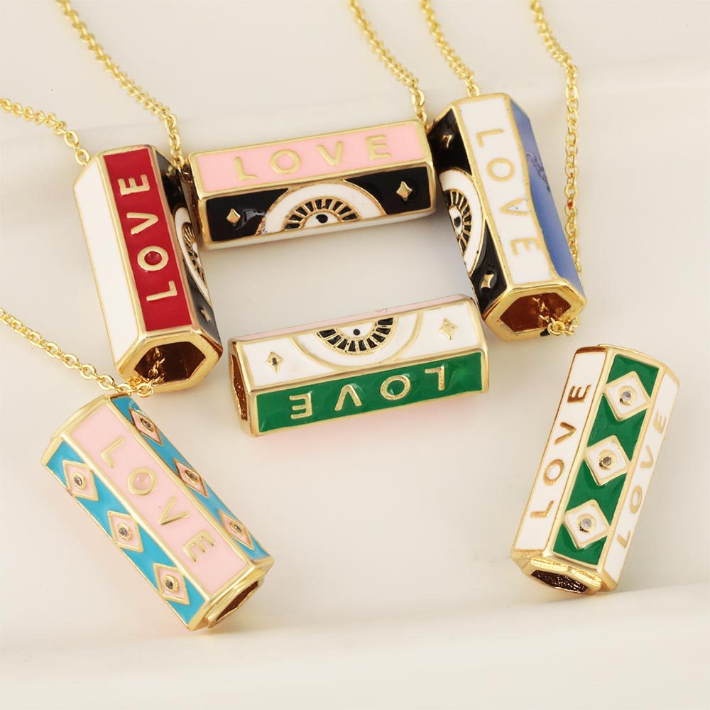 Copper-inlaid micro-zircon hexagonal bead oil drip Devil's Eye pendant, bracelet, necklace diy accessory manufacturer wholesale Application Scenario