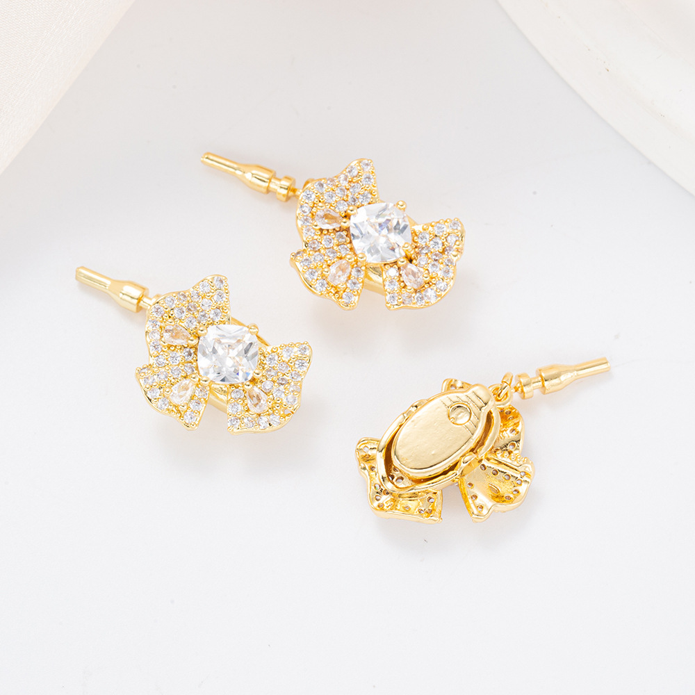 Copper-plated real gold color-preserving necklace, pearl ingot clasp, butterfly tulip diy jewelry necklace, stick clasp Specification image