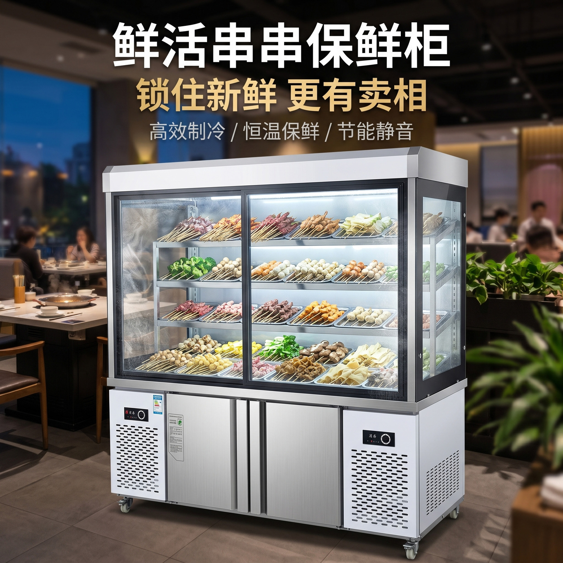 商用串串柜麻辣烫点菜柜餐饮用冷藏展示柜保鲜柜立式冷柜厂家直销