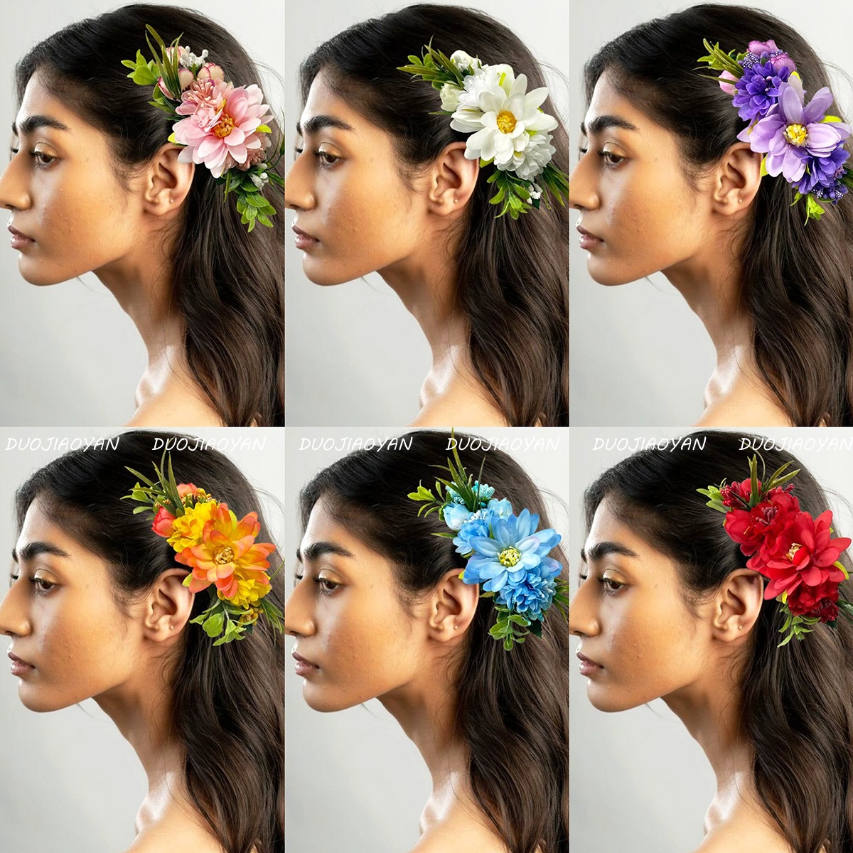 The new forest-themed flower hair comb from Europe and America exudes a high-end look. The bride's photo headwear is super ethereal. The realistic flower bun hair accessory is cross-border details Picture