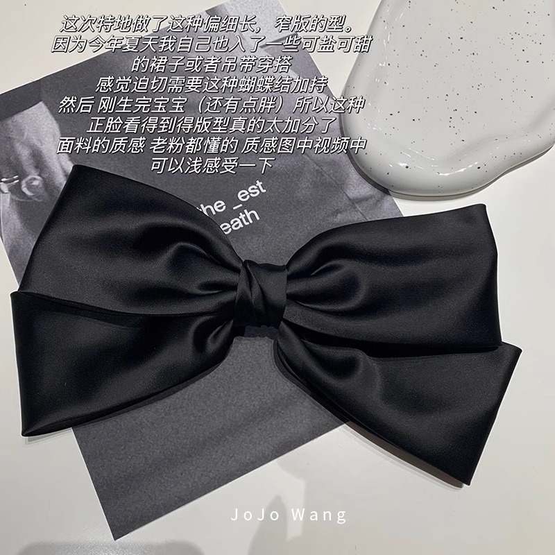 Make your face look smaller ~ Korean retro high-end black bow hair clip, women's back of the head spring hair clip headwear details Picture