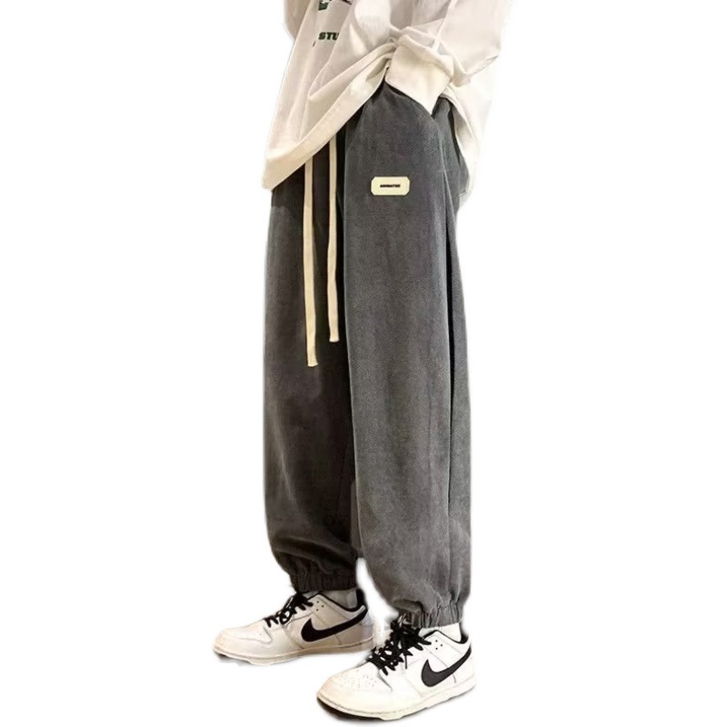 Spring and autumn casual sportswear pants, men's winter loose fleece tight-fitting pants, fashionable and versatile trendy brand ins sweatpants in solid colors Specification image
