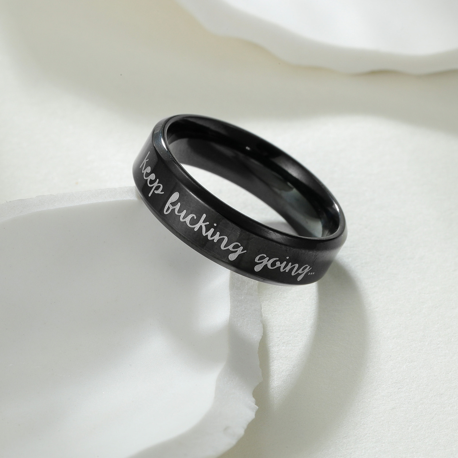 Wholesale of Amazon's best-selling accessories - simple and fashionable European and American laser-engraved men's titanium steel rings details Picture