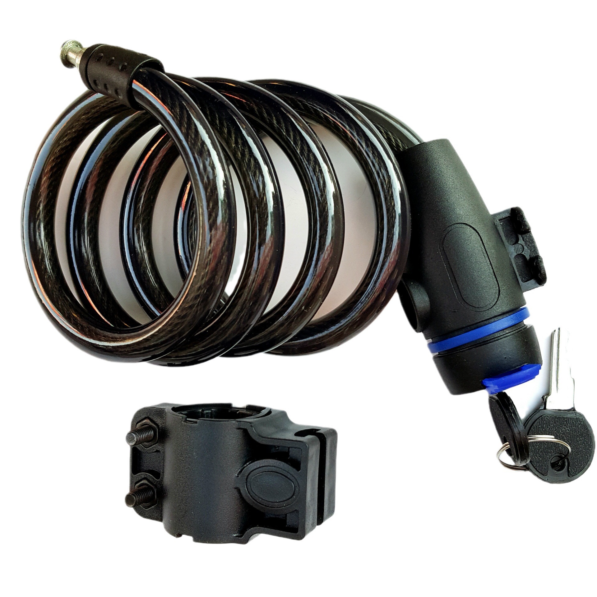 Bicycle anti-theft lock with lock frame, circular key lock, 7.5 cm in diameter and 85cm in length, bicycle steel cable lock, bicycle accessories details Picture