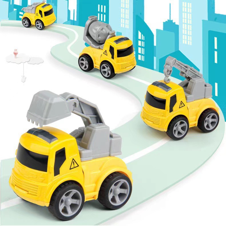 Cross-border cartoon mini children's toys, alloy inertial engineering fire and military vehicle models, gripper pendant gifts