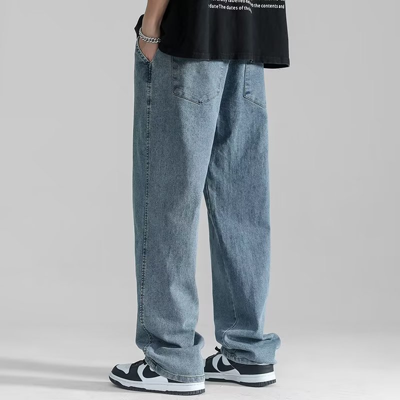 Jeans rectos hombre 2024 primavera/otoño nuevo marca de moda holgada caída sensación pierna larga caída sensación trapped pantalones pantalones casuales Application Scenario