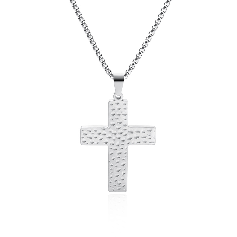 A fashionable and trendy stainless steel cross three-dimensional necklace with a versatile style and suitable for both men and women, featuring cross-border supply from Europe and America Item Picture