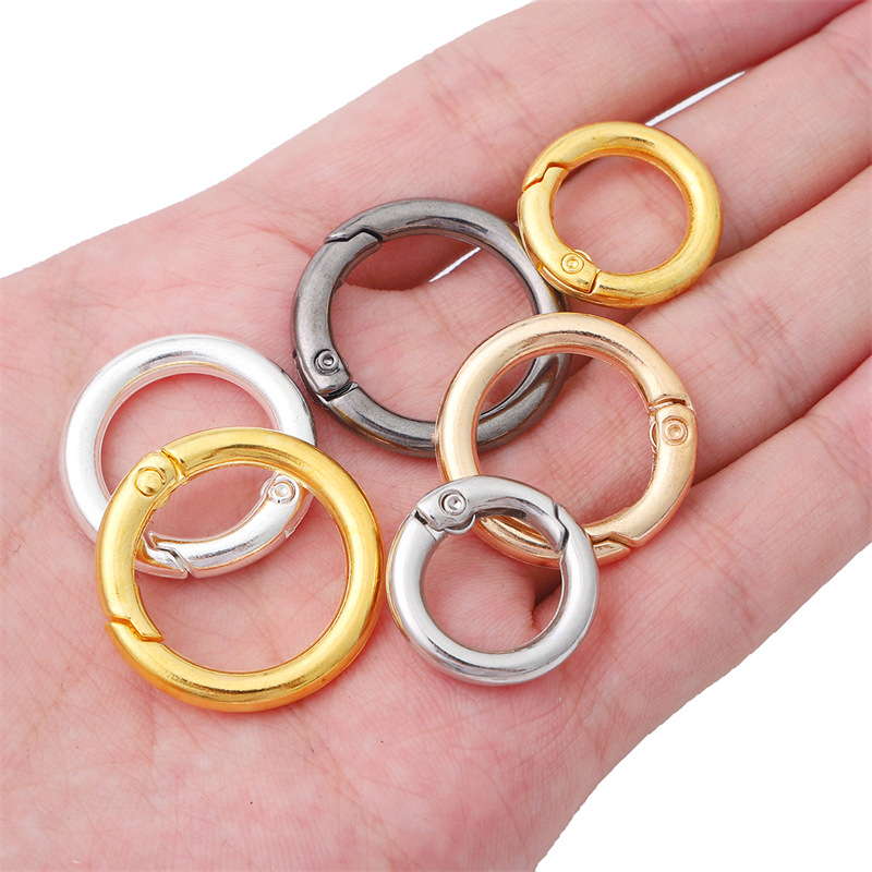 5 piezas de carga alloy aperturas spring loop hebillas redondas diy casero cadena de teléfono accesorios juntas hebillas de conexión llavero material Specification image