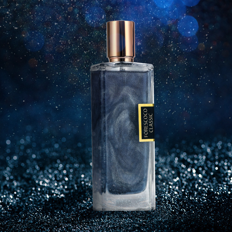 The popular foreign trade product, Gefelia Fresh and Long-lasting Light Fragrance Perfume, long bottle with gold powder and flowing sand, is available for cross-border use by both men and women