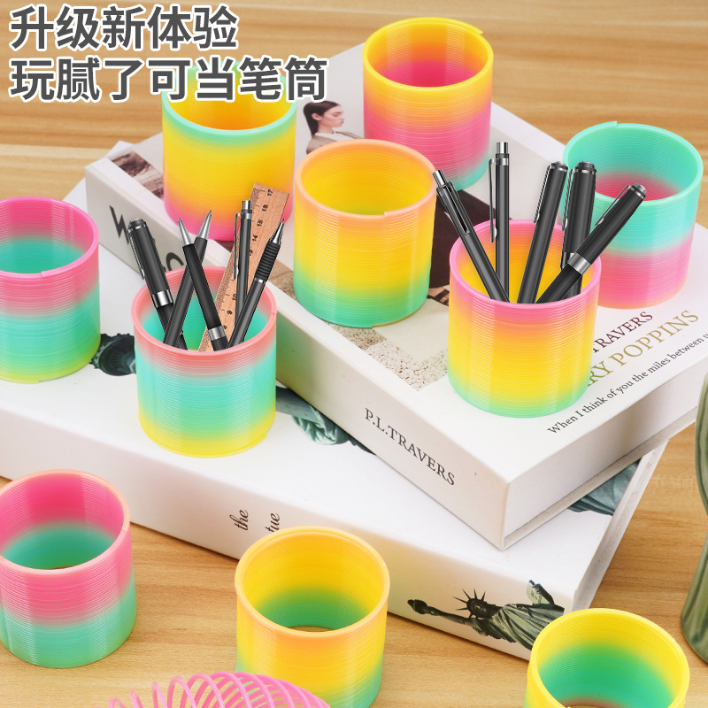 521A model small rainbow ring Spring ring Seven-color small magic hula hoop 5.2*5CM lantern plastic wholesale Specification image