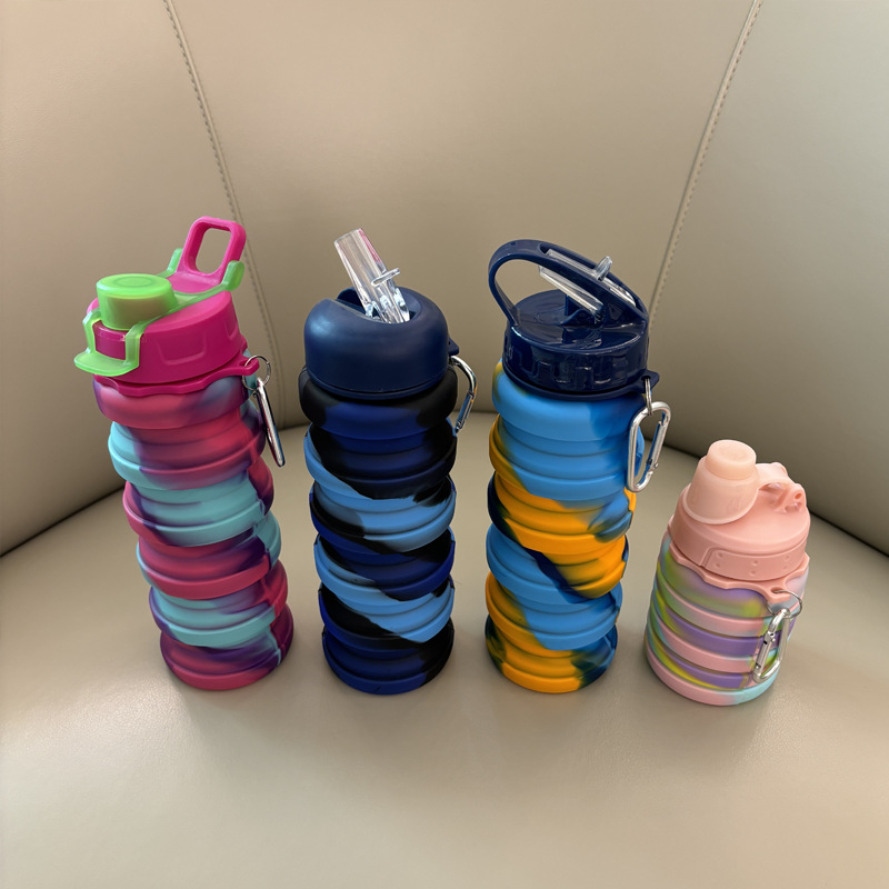 Factory direct sales of outdoor portable and extendable silicone foldable water bottles, travel and sports water bottles details Picture