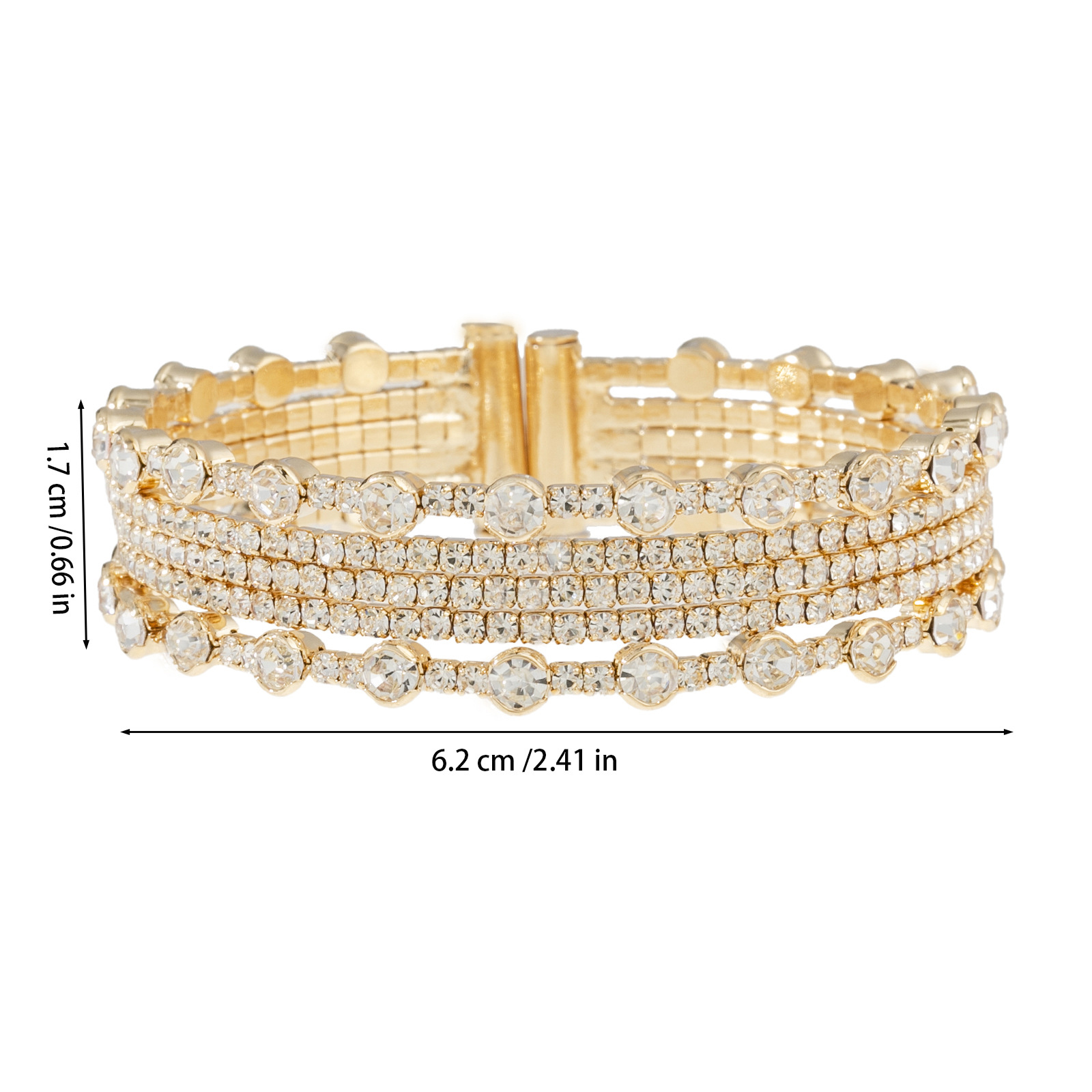 Factory supply, cross-border European and American high-end, 3-layer simple water diamond steel wire open bracelet, fashionable and versatile for women, wholesale of Japanese and Korean jewelry Specification drawing