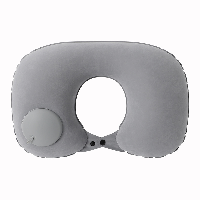 Flocking U-shaped pillow, portable travel, customizable LOGO neck pillow, compression inflatable U-pillow, airplane pillow, storage inflatable pillow Item Picture