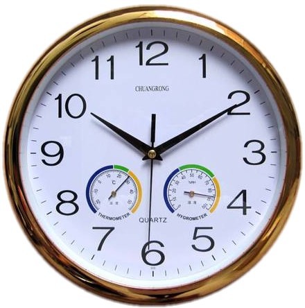 diy 12-inch plastic temperature and humidity clock for 2024, simple and fashionable home luminous wall clock details Picture
