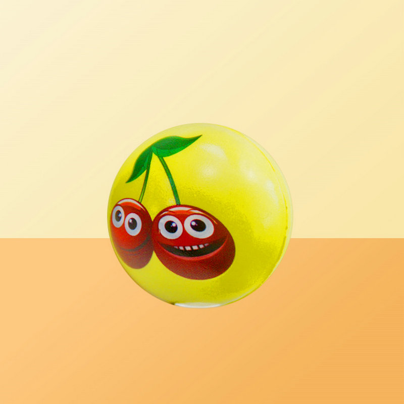 Juguetes para niños high stretch solid mini stretch ball cartoon fruit motif high stretch ball decompression paddle ball Specification image