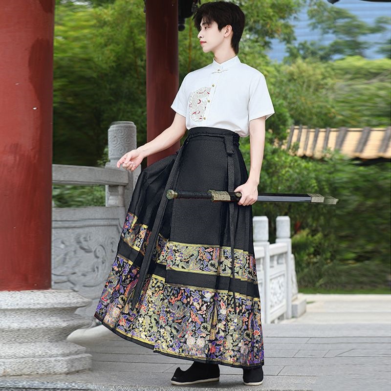 国潮汉服织金马面裙套装薄款套新中式班服团体