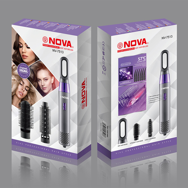 NOVA NV-7513 Cross-border New Three-in-one Hair Dryer Comb Non-Damaging Hair Set Multi-functional Hair styling Hair dryer Hot Air comb Application Scenario