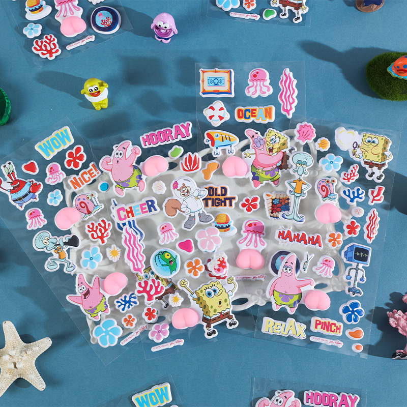 Fangdao SpongeBob SquarePants Creative Fun Casual Bottom Stickers 3d Stereoscopic stress-relieving Foam stickers are in stock and available for wholesale details Picture