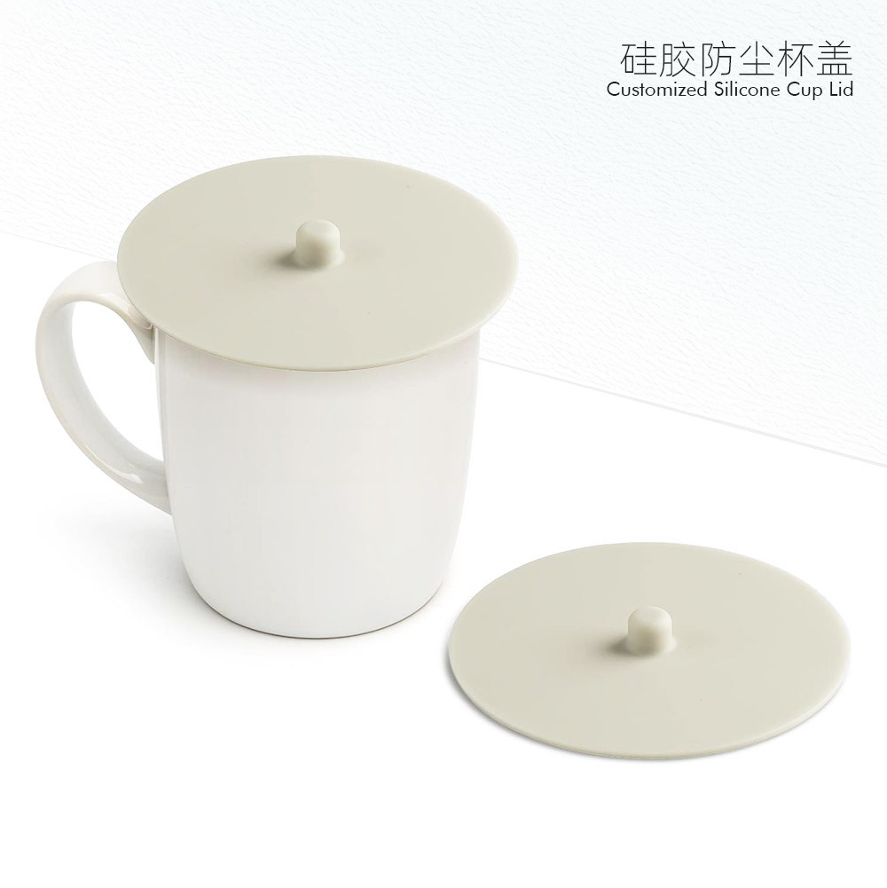 Customized silicone cup LIDS with spoons and straws, cartoon handle cup LIDS, ceramic bottle leak-proof sealing caps, mold opening and customization Item Picture