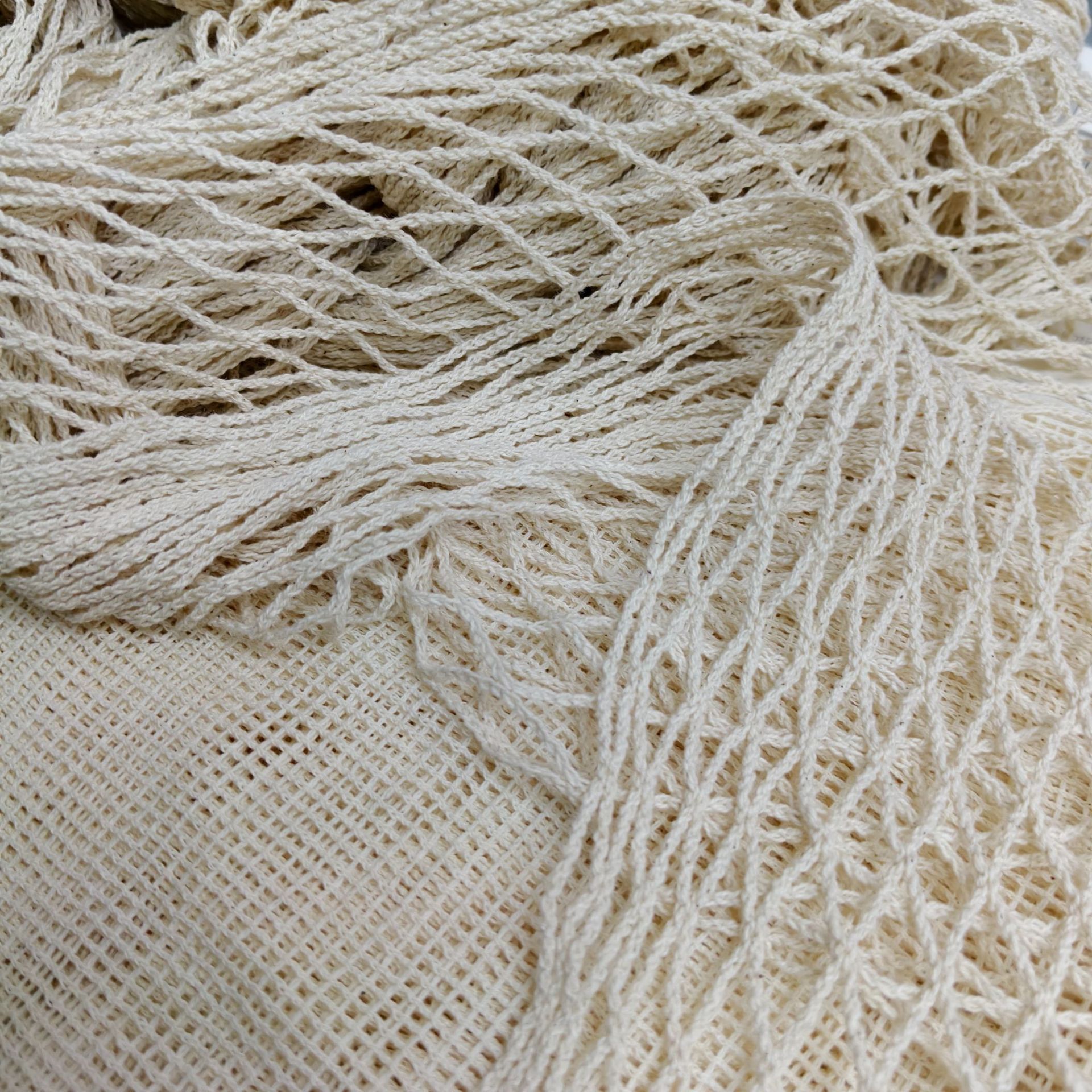 Large-hole square diamond-shaped cotton net bags, woven shopping bags, eco-friendly net bags, wall decoration, fruit net bags, Daye bag materials details Picture