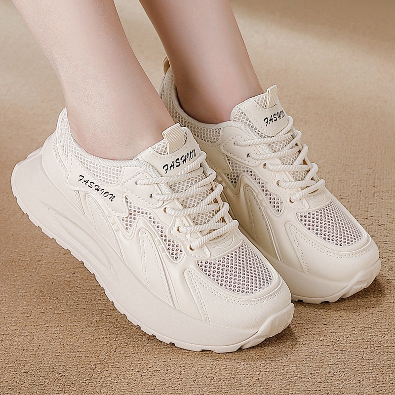 大码跨境春季女鞋新款透气网面运动鞋韩版厚底休闲软底跑步老爹鞋