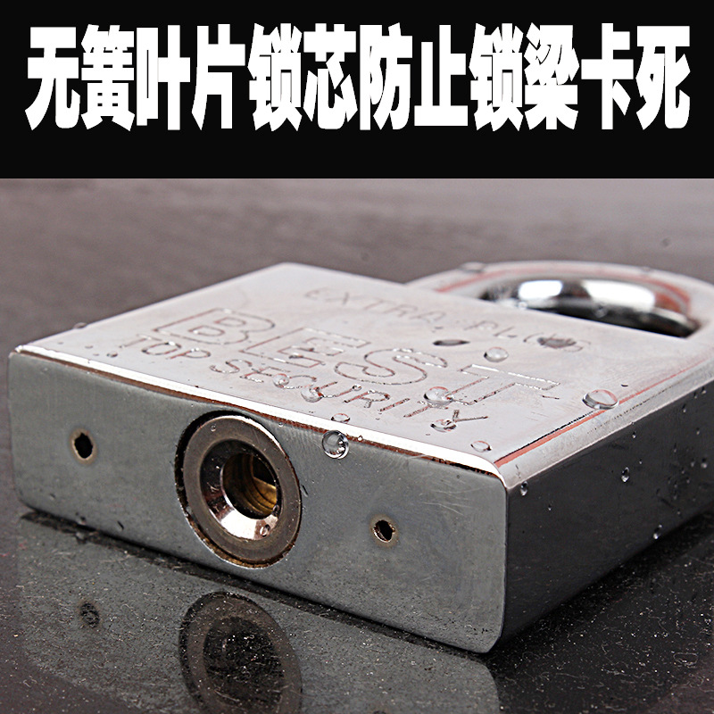Free shipping door padlock, anti-theft lock, super B-grade small padlock, stainless steel imitation padlock, waterproof and rust-proof, through opening lock head Specification image