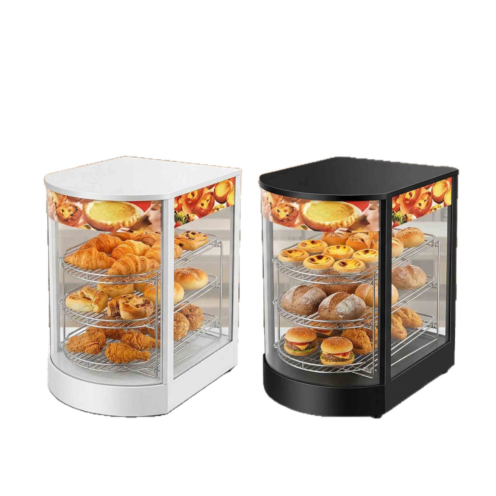 Wholesale of commercial three-layer insulated cabinets, cooked food, hamburger heating and constant-temperature display cabinets, convenience store and breakfast shop insulation equipment Item Picture