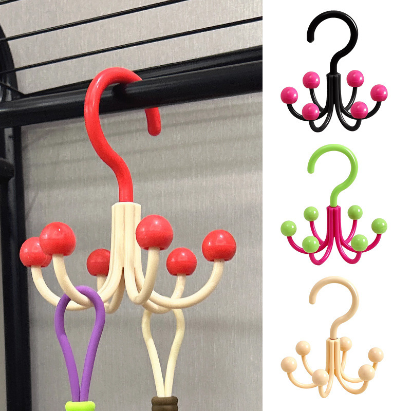 Dopamine six-claw hook, hat storage rack, rotating hook, wardrobe hanger, towel and bag storage rack